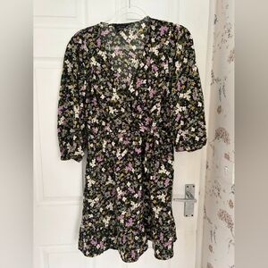New Look Black Floral Midi Dress